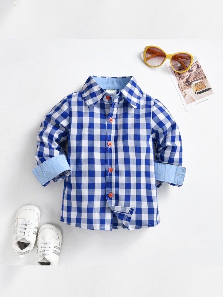 Camisa Infantil Típica Xadrez - Azul