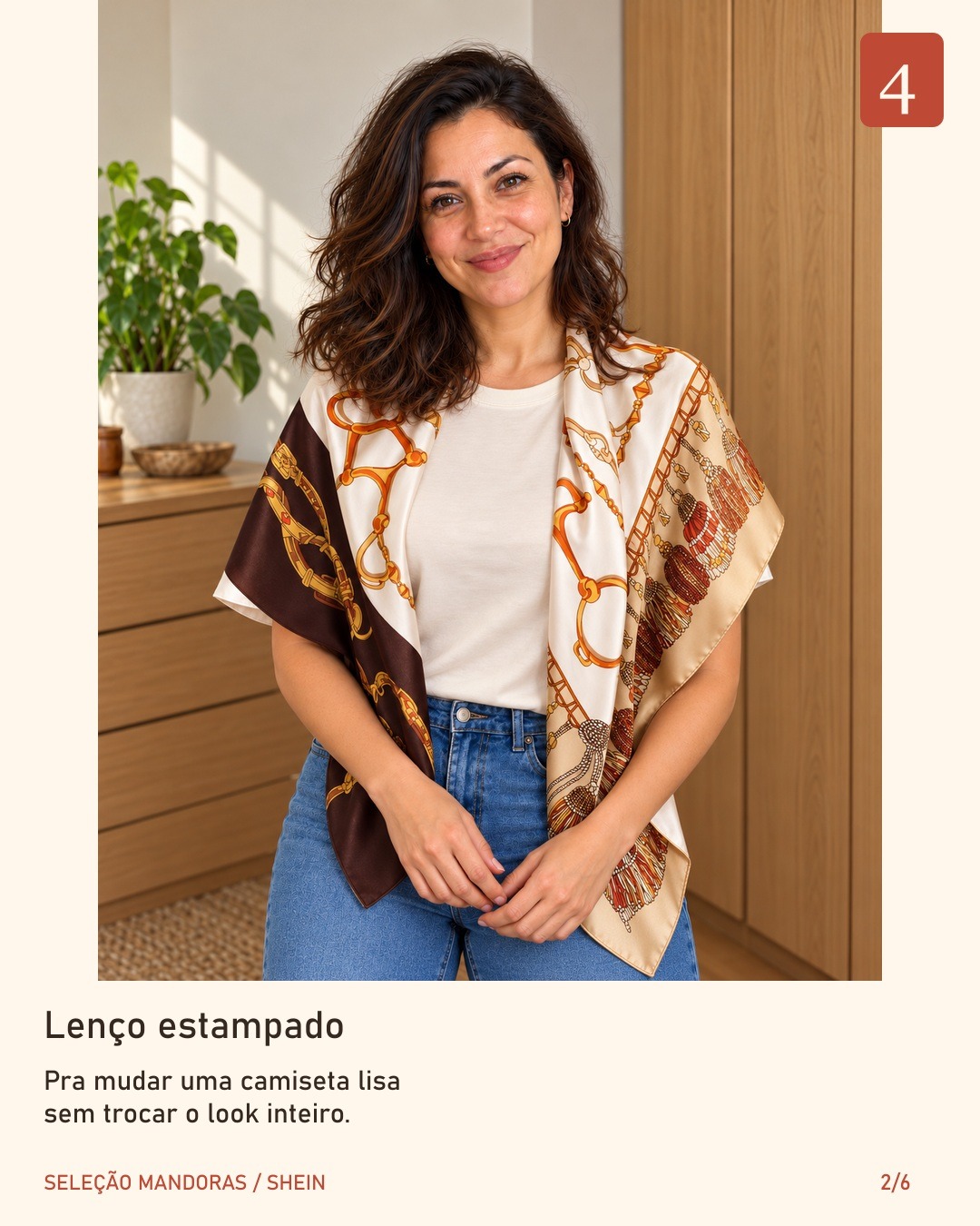 Lenço bege e marrom