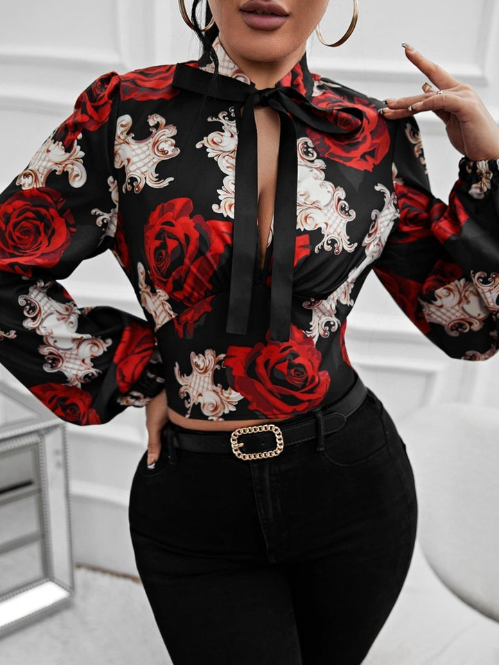 Blusa Estampada Com Rosas - MANDORAS