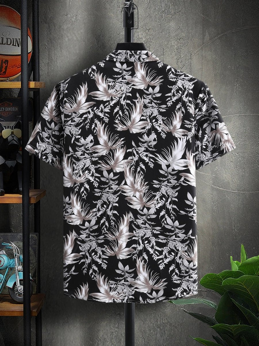 Camisa Manga Curta Tropical Black - MANDORAS