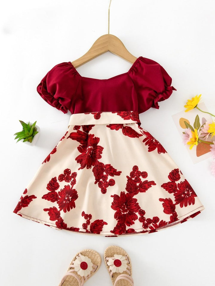 Vestido Floral Infantil Com Laço - MANDORAS