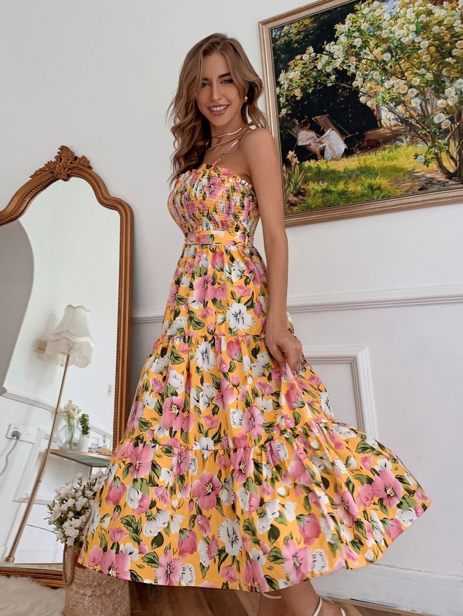 Vestido Midi Estampa Floral - MANDORAS